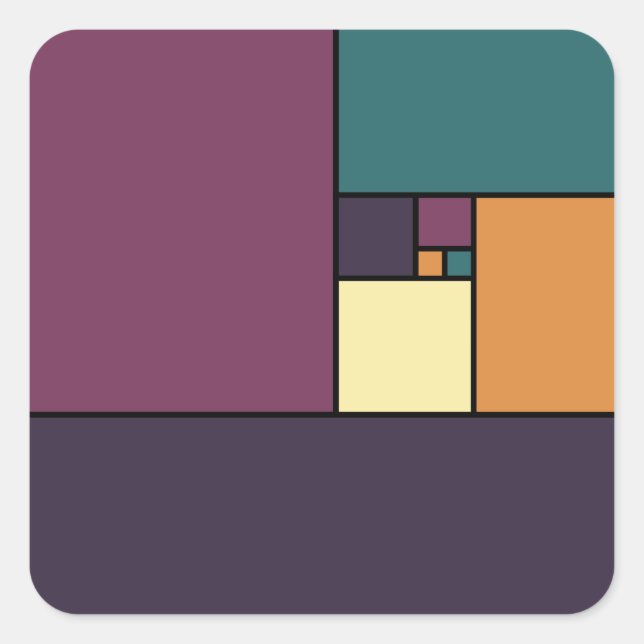 Golden Ratio Squares Square Sticker (Front)
