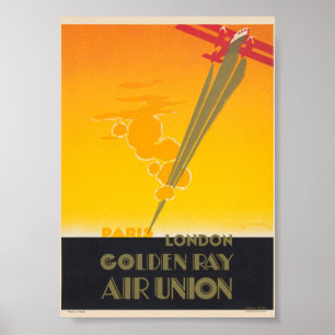 Golden Ray Air Union France Vintage Poster 1927