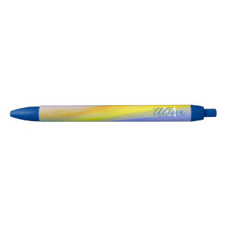 Golden Ray Modern Abstract Art Blue Ink Pen
