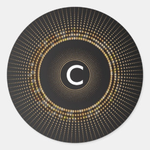 Golden Rays Chic Glamour Monogram Initial Stickers