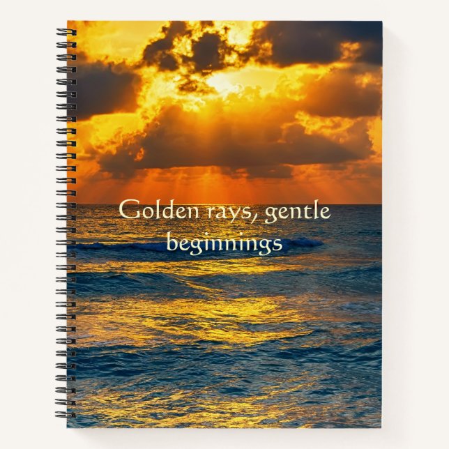 Golden Rays Gentle Beginnings Sunbeam Ocean  Notebook (Front)