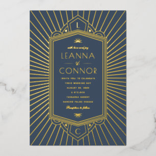 Golden Rays Initials Art Deco Wedding