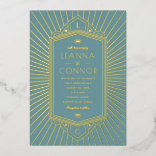Golden Rays Initials Art Deco Wedding