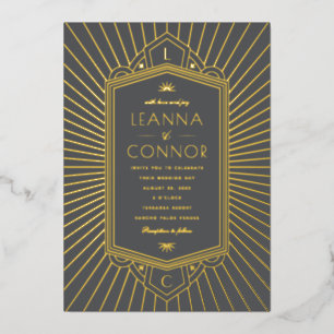 Golden Rays Initials Art Deco Wedding