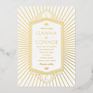 Golden Rays Initials Art Deco Wedding