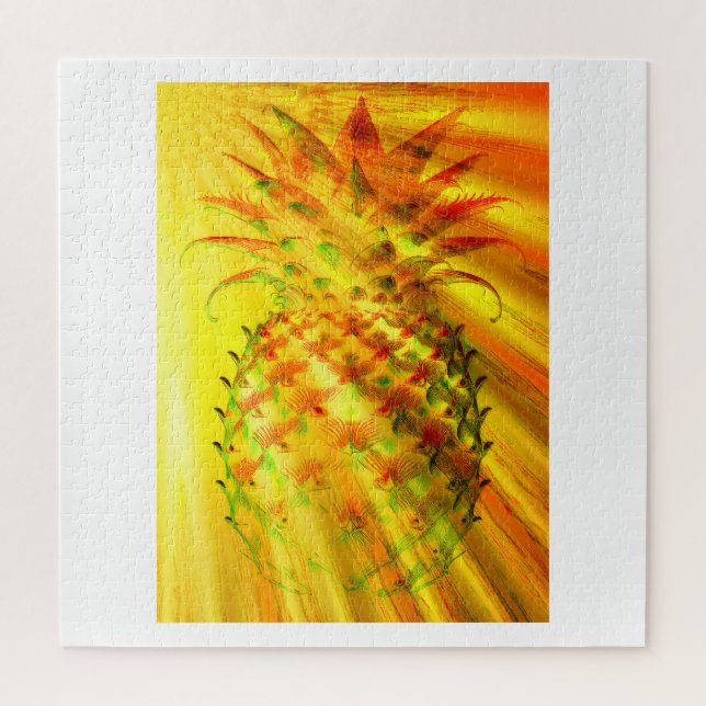 Golden Rays Passing Through A Large Pineapple Jigsaw Puzzle (Vertical)