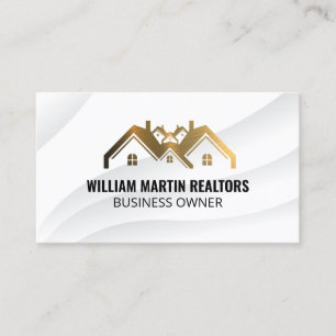 Golden Real Estate Roof Metallic Logo Business Card
