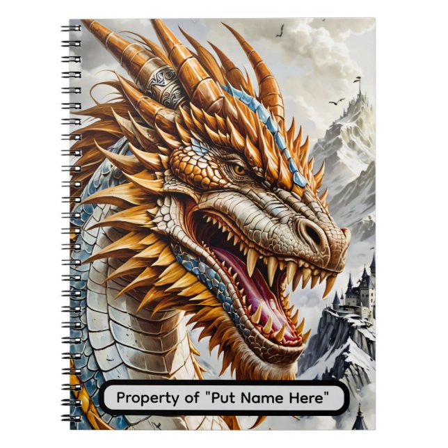 Golden Realistic Dragon Notebook (Front)