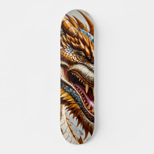 Golden Realistic Dragon Poster Skateboard