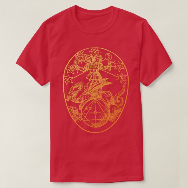 Golden Rebis Vintage Alchemy Illustration T-Shirt (Design Front)