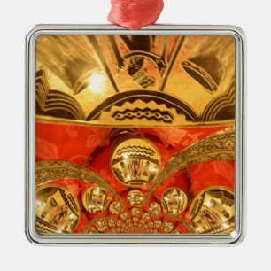 Golden red African traditional art Metal Tree Decoration