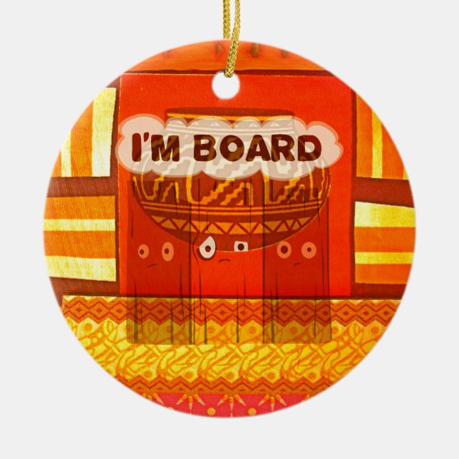 Golden Red African Traditional Colours Funny Am bo Ceramic Tree Decoration (Front)