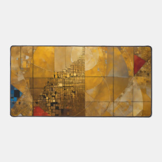 Golden, Red, Blue Geometric Heaven Desk Mat