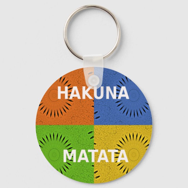 Golden Red Blue Green Hakuna Matata Key Ring (Front)