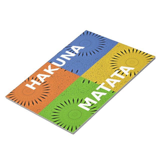 Golden Red Blue Green Hakuna Matata Notepad (Angled)