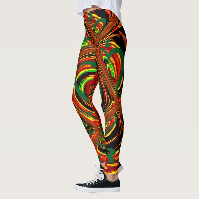Golden red green african traditional colours leggings (Left)