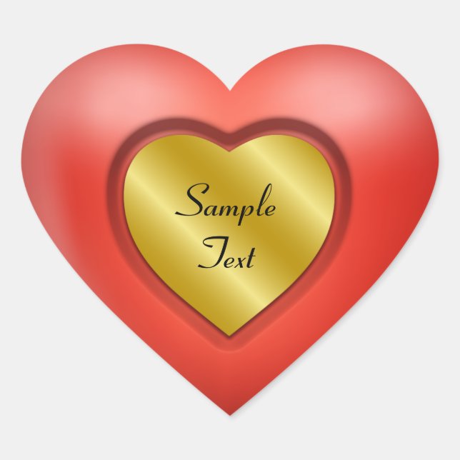 Golden Red Heart Sticker (Front)