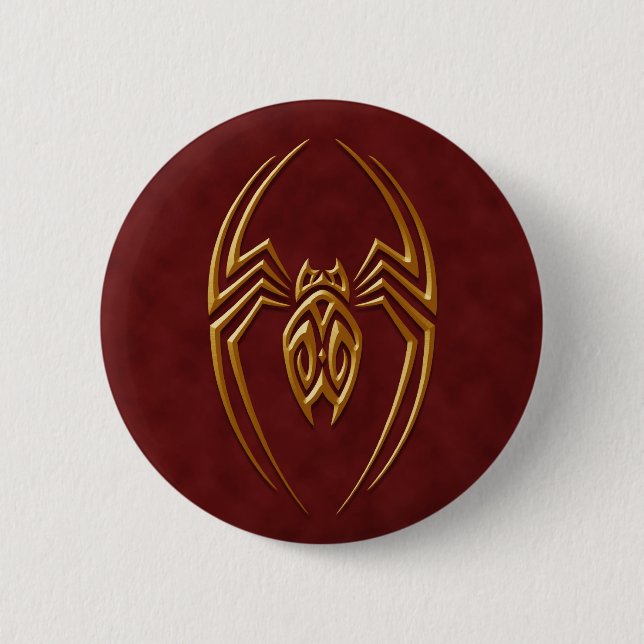Golden Red Iron Spider 6 Cm Round Badge (Front)