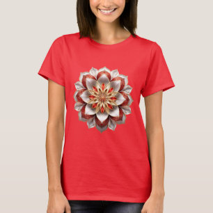Golden Red Mandala – Elegant Floral Symmetry T-Shirt