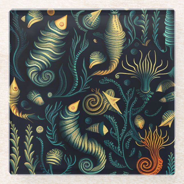 Golden Reefs Glass Coaster (Front)