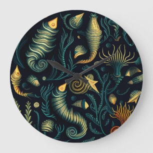 Golden Reefs Large Clock