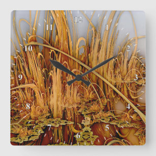 Golden Reflections Square Wall Clock