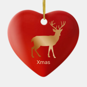 Golden reindeer and calligraphy ceramic tree decoration