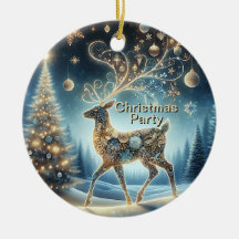 Golden Reindeer Christmas Blue Sky Beautiful