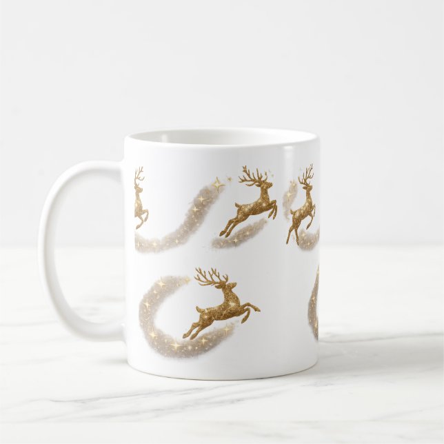 Golden Reindeer Christmas Mug (Left)