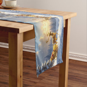 Golden Reindeer Golden Sleigh Holiday Table Runner