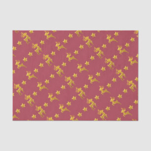 Golden Reindeer on Red Paper