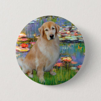 Golden Retriever #10 - Lilies #2 6 Cm Round Badge
