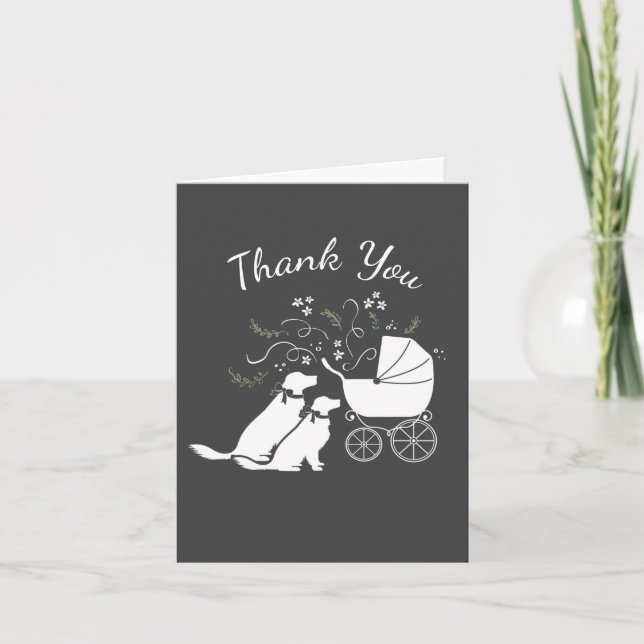 Golden Retriever 2 Dogs Baby Shower Gender Neutral Thank You Card (Front)