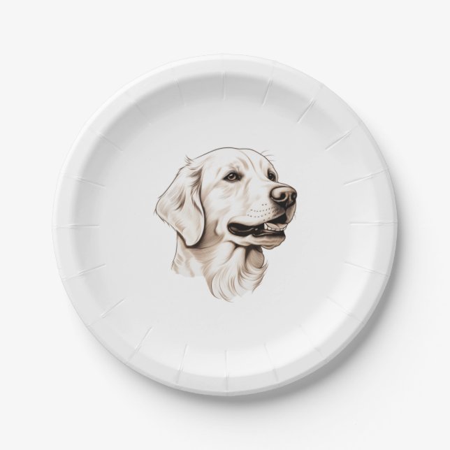 Golden Retriever  2 Paper Plate (Front)