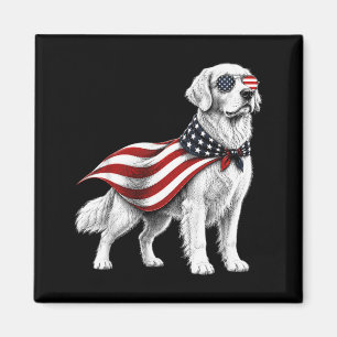 Golden Retriever 4th Of July Aamerican Flag Dog Magnet