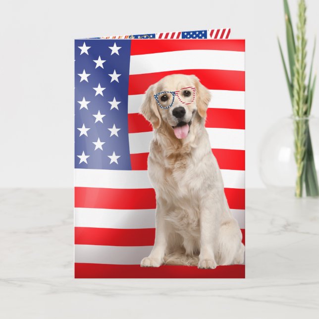 Golden Retriever 4th of July  Card (Front)