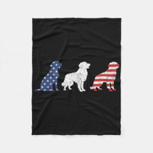Golden Retriever 4th Of July Dog Usa Flag Man Woma Fleece Blanket