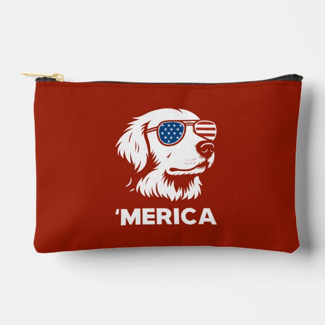 Golden Retriever 4th Of July Merica Accessory Pouch (Front)