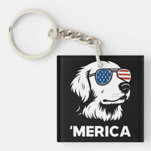 Golden Retriever 4th Of July Merica Key Ring