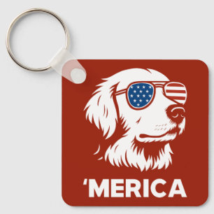 Golden Retriever 4th Of July Merica Key Ring