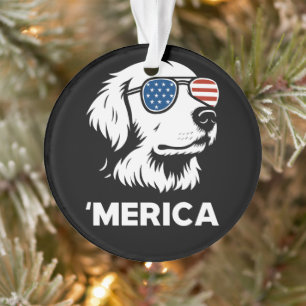 Golden Retriever 4th Of July Merica Ornament