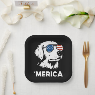 Golden Retriever 4th Of July Merica Paper Plate