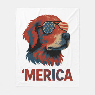 Golden Retriever 4th Of July Merica T-Shirt Fleece Blanket