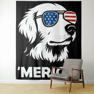Golden Retriever 4th Of July Merica Tapestry