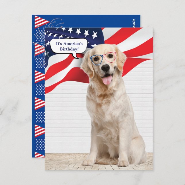 Golden Retriever 4th of July Party Postcard (Front/Back)