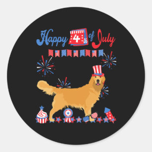Golden Retriever 4th Of July Retriever Independenc Classic Round Sticker