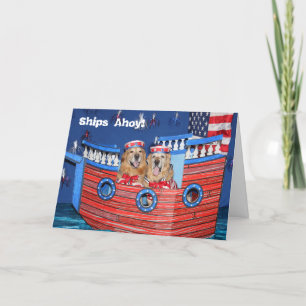 Golden Retriever 4th of July Ship Card