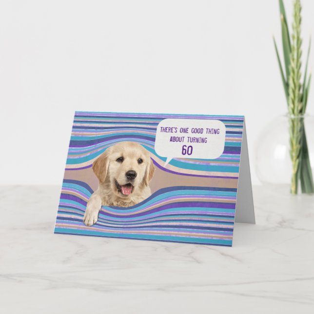 Golden Retriever 60th Birthday Humour Card (Front)