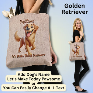 Golden Retriever - Add Dog's Name, Change Text Tote Bag