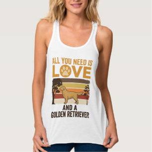 Golden Retriever All You Need Is Love Vintage Desi Singlet